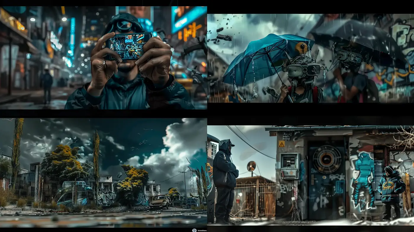 Dystopian Cyberpunk Reality: A Fusion of Grim Futures and Eclectic Urban Tech - Midjourney sref style