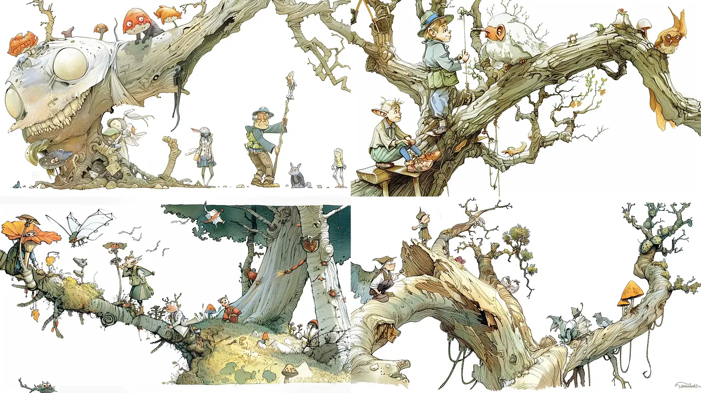 Ethereal Woodland Fables in Whimsical Watercolor - Midjourney sref style