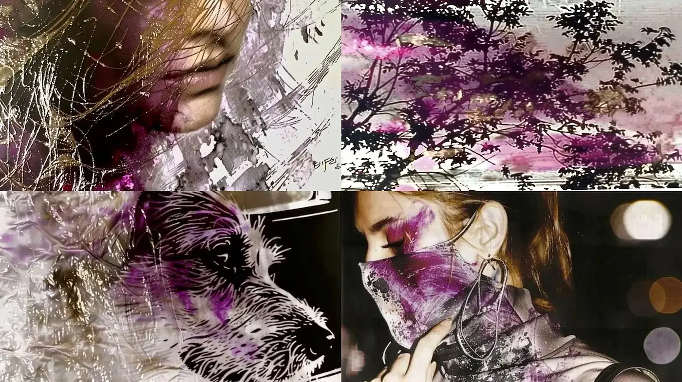 Ethereal Brushstrokes of Melancholy in Purple and Sepia Tones - Midjourney sref style