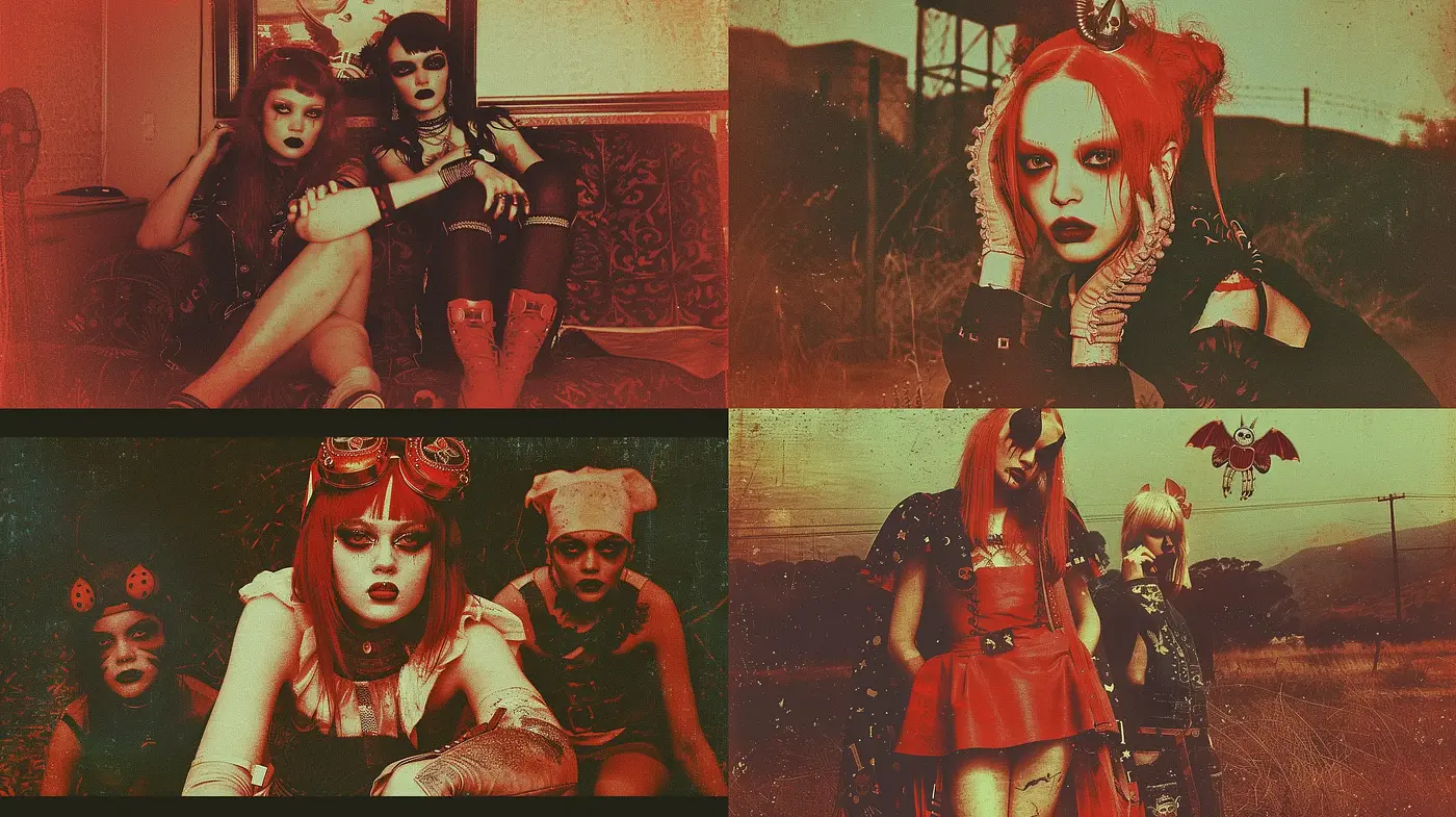 Gothic Punk Fusion with a Cinematic Horror Twist - Midjourney sref style
