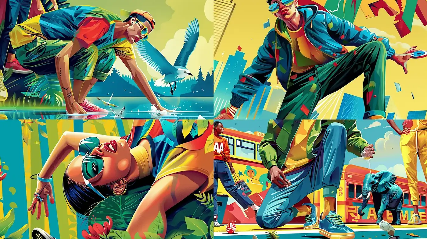 Vibrant and Energetic Urban Culture Aesthetic - Midjourney sref style