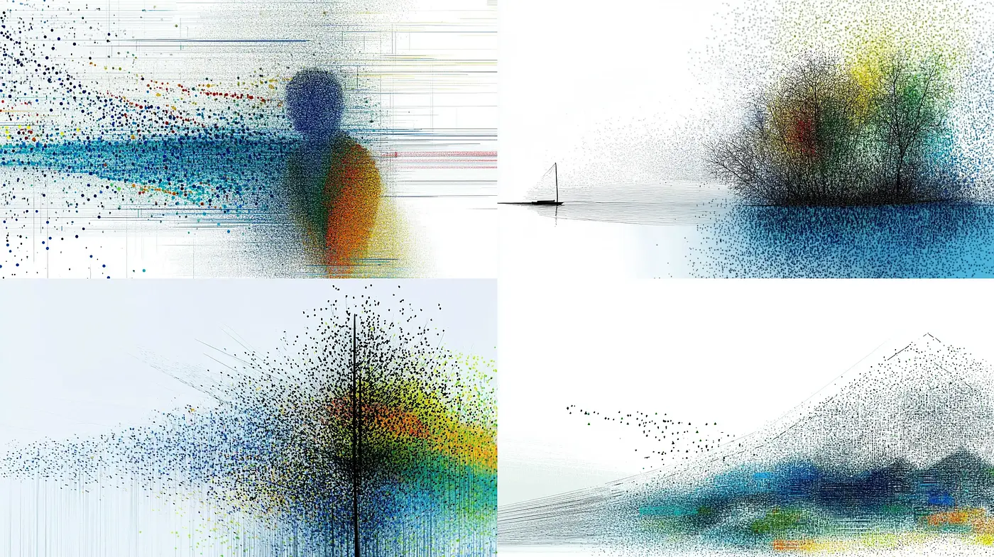 Pixelated Dreamscape: A Fusion of Digital Impressionism and Pointillism - Midjourney sref style