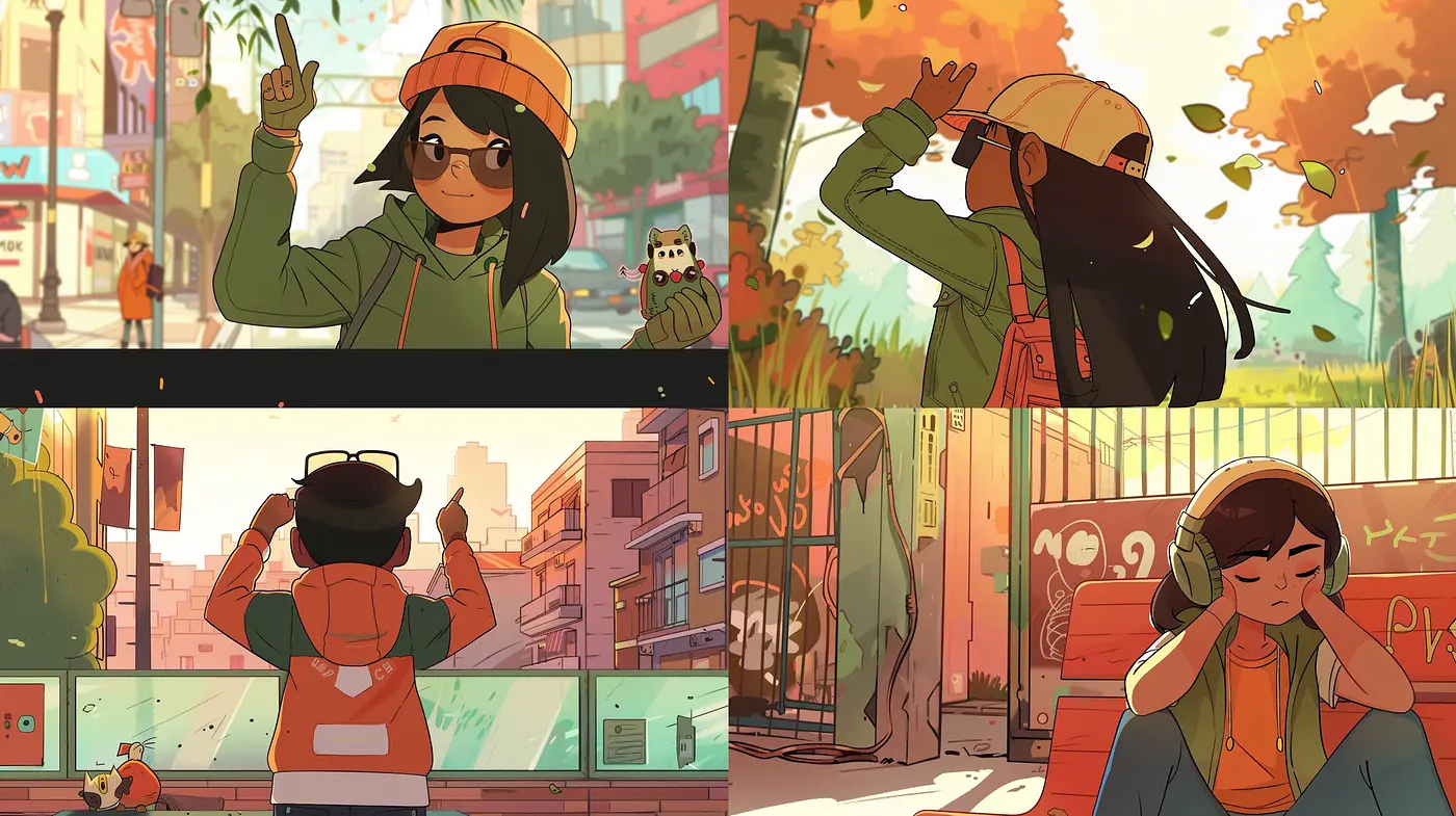 Warm Autumn Afternoon: A Mellow Comic-Style Journey through Urban Scenes - Midjourney sref style