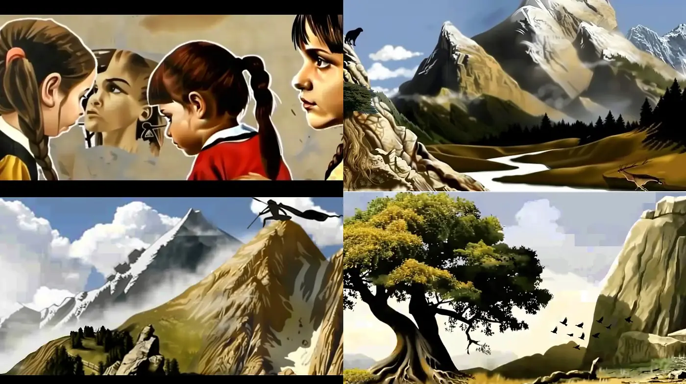 Earthy Tones of Stylized Naturalism in Digital Landscapes and Portraiture - Midjourney sref style