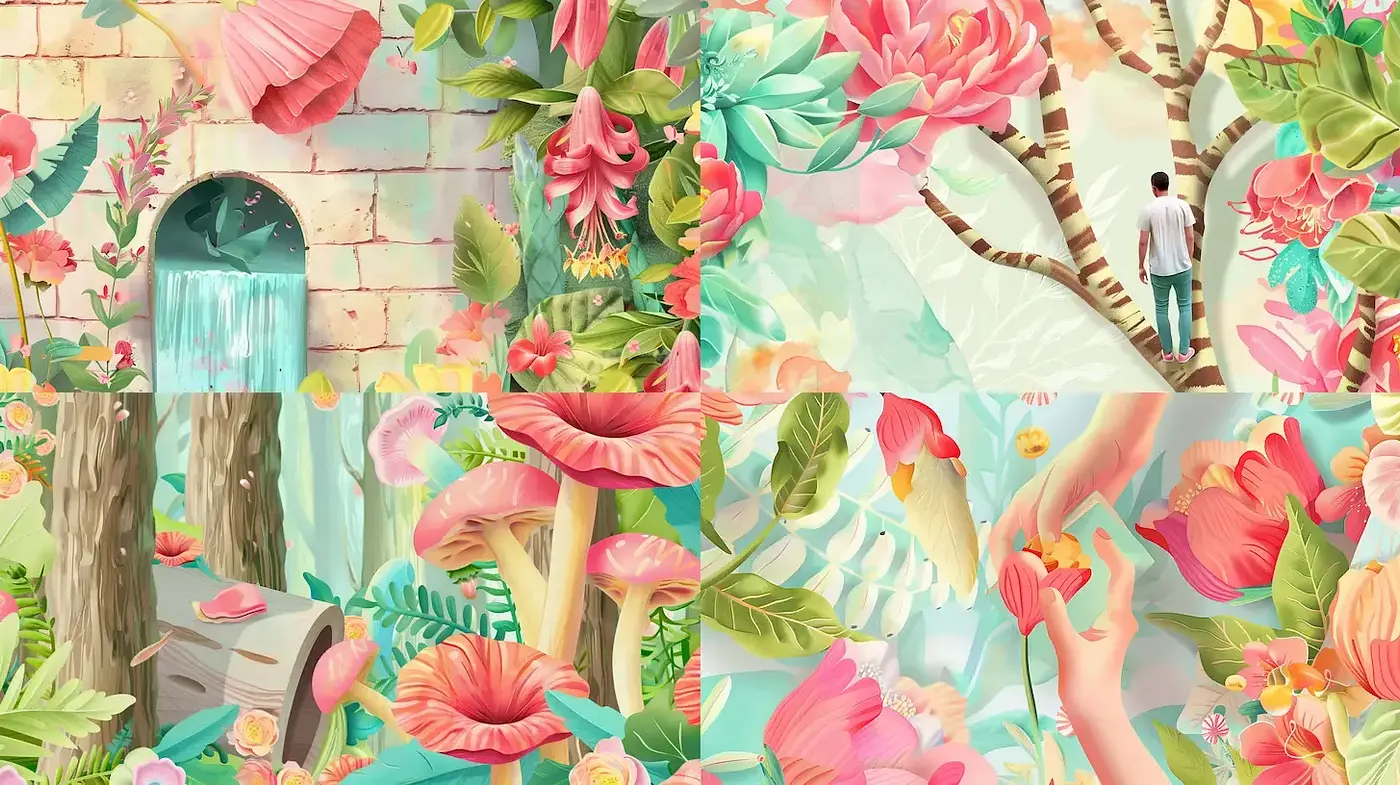 Enchanted Floralscape: A Surrealist Garden of Vivid Dreams - Midjourney sref style