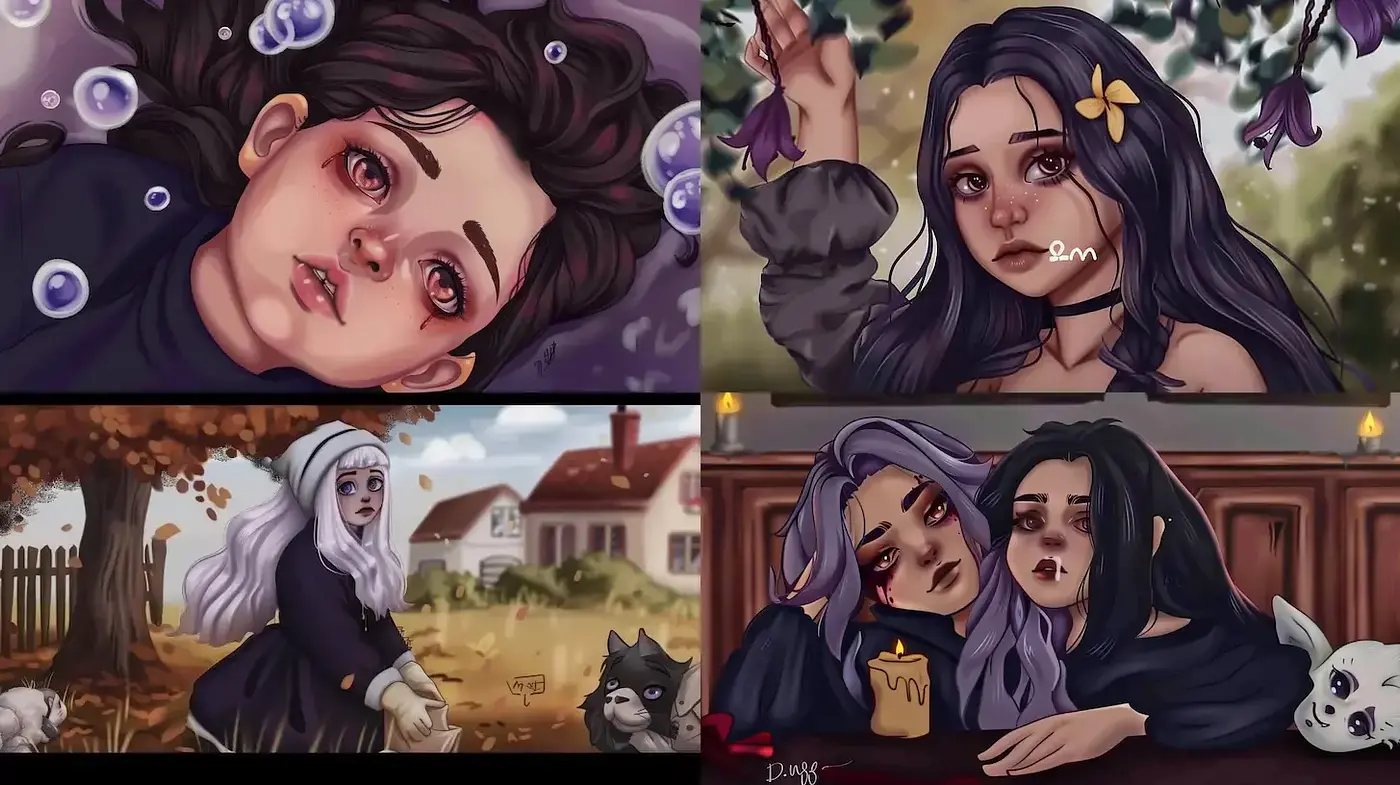 Ethereal and Enigmatic Digital Portraits with a Dark Fantasy Aesthetic - Midjourney sref style