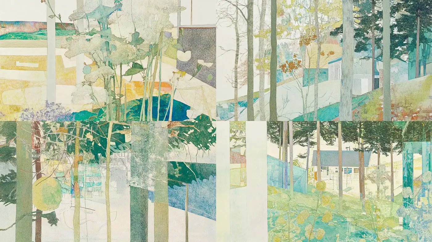 Ethereal Pastel Dreamscape with Textured Overlays - Midjourney sref style