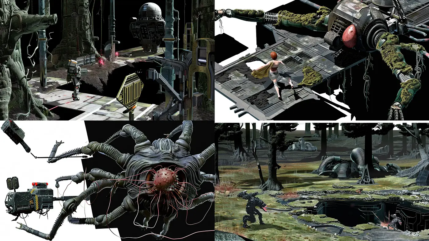 Futuristic Dystopian Echoes with a Surrealist Touch - Midjourney sref style