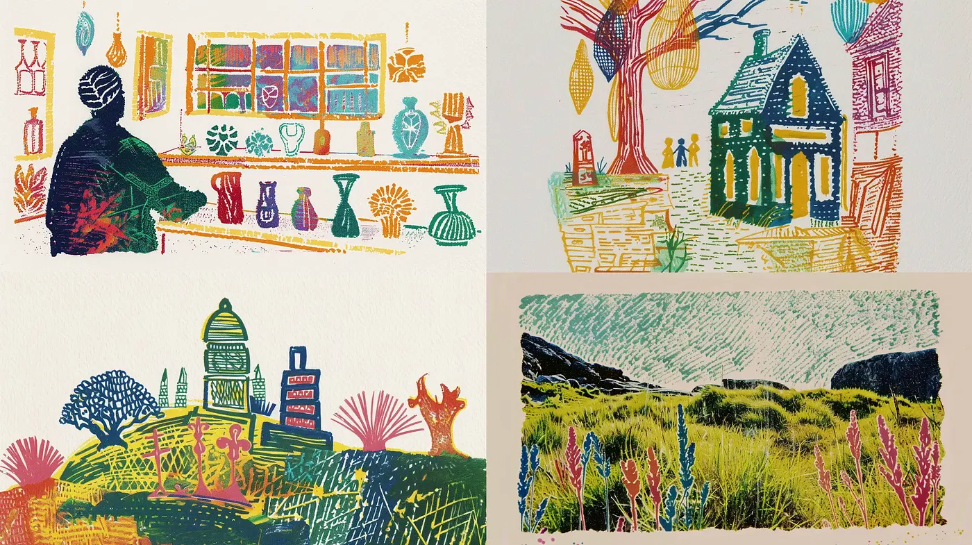 Vibrant Hues of Rustic Expressionism - Midjourney sref style