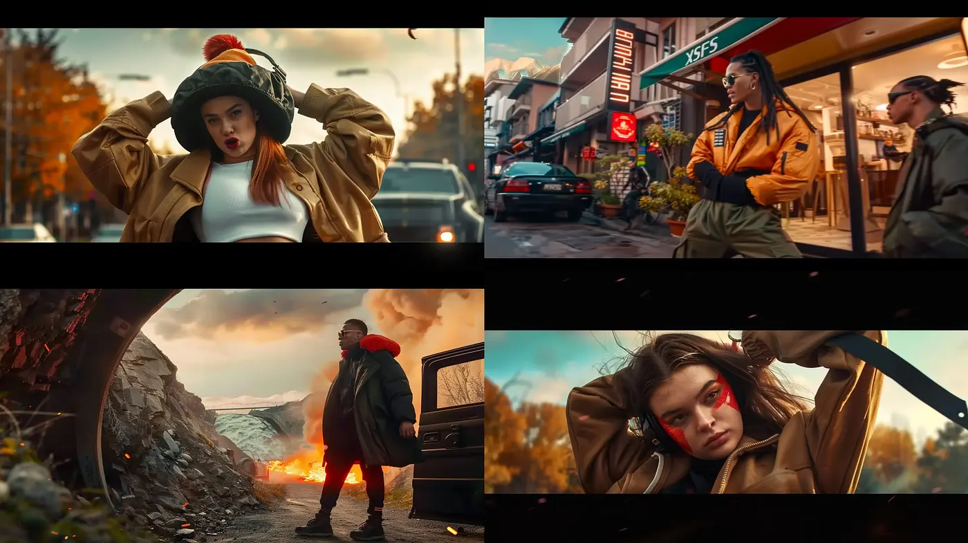 Autumnal Cinematic Fusion with Contemporary Urban Elegance - Midjourney sref style