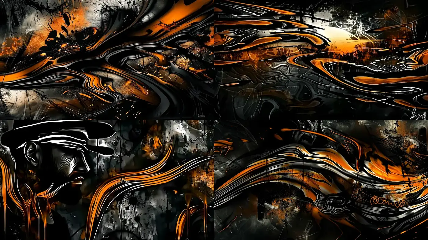 Dynamic Surrealism with Neon Accents and Abstract Forms - Midjourney sref style