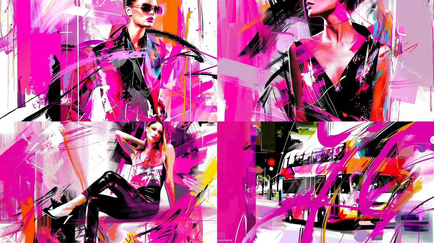 Dynamic Neon Brushstroke Fusion - Midjourney sref style