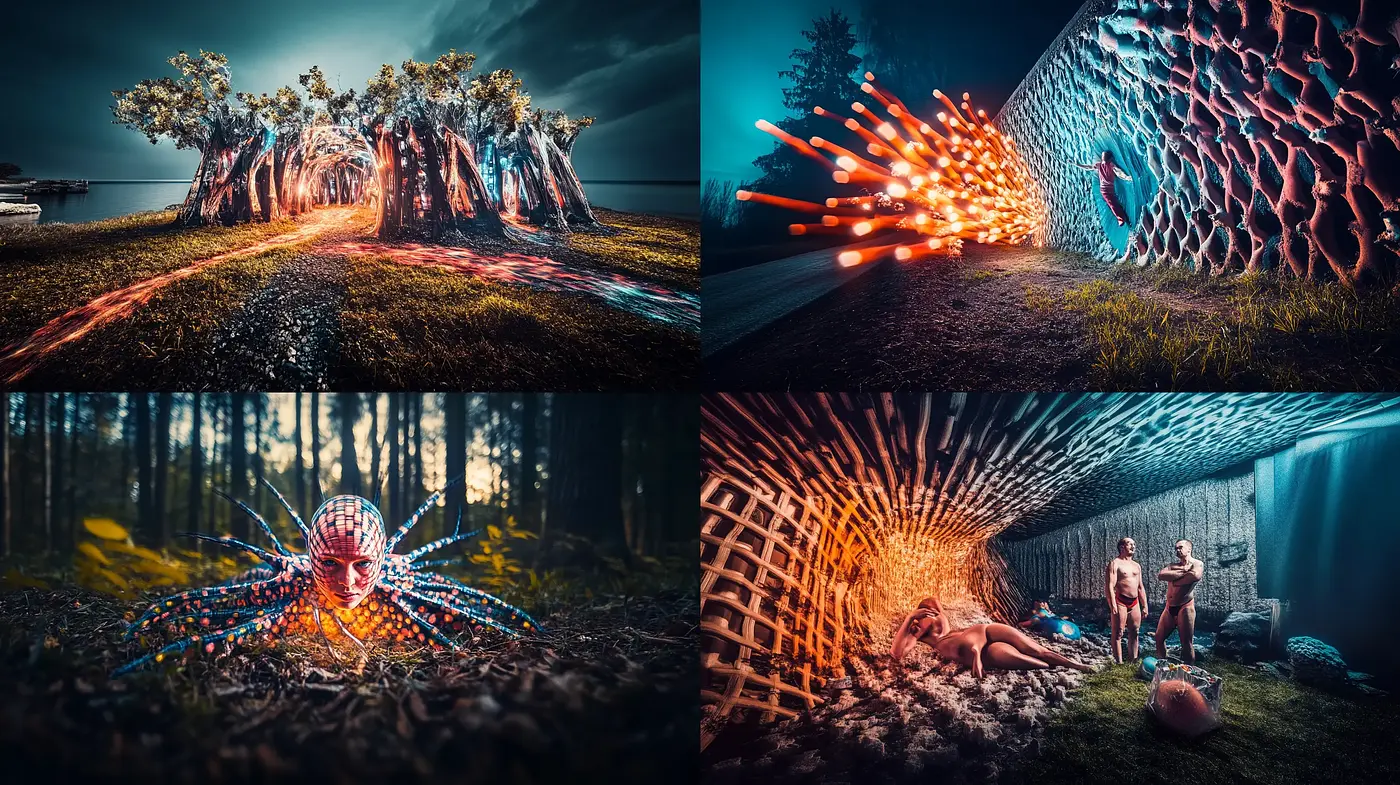 Surreal Luminescence: A Fusion of Natural and Digital Textures - Midjourney sref style