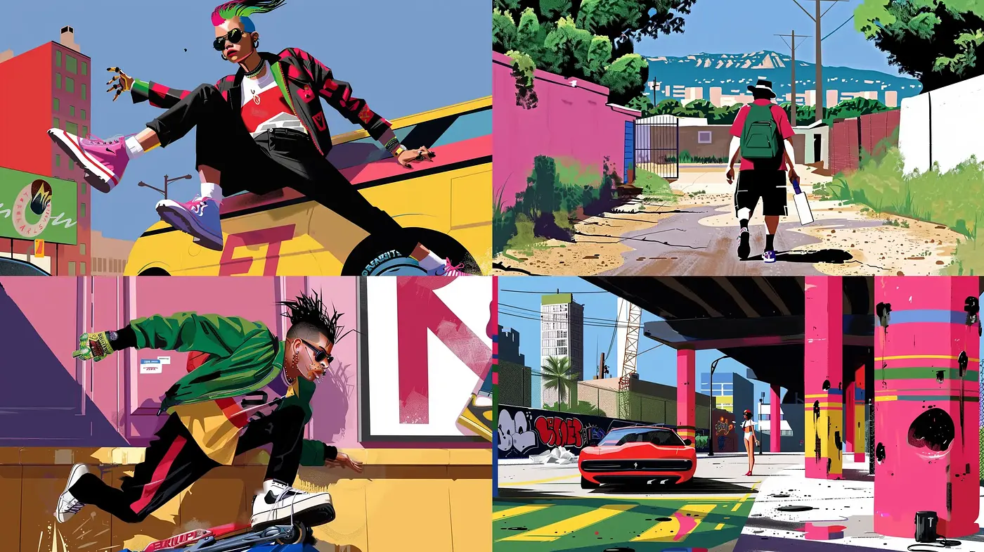Urban Pop Art Fusion with a Bold Graphic Novel Aesthetic - Midjourney sref style