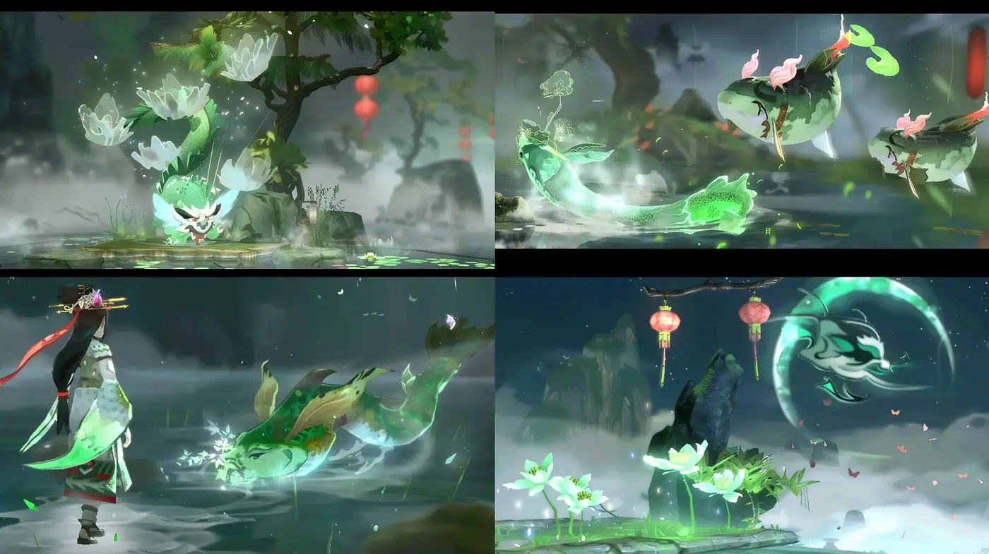Ethereal Watercolor Dreamscape with East Asian Motifs - Midjourney sref style