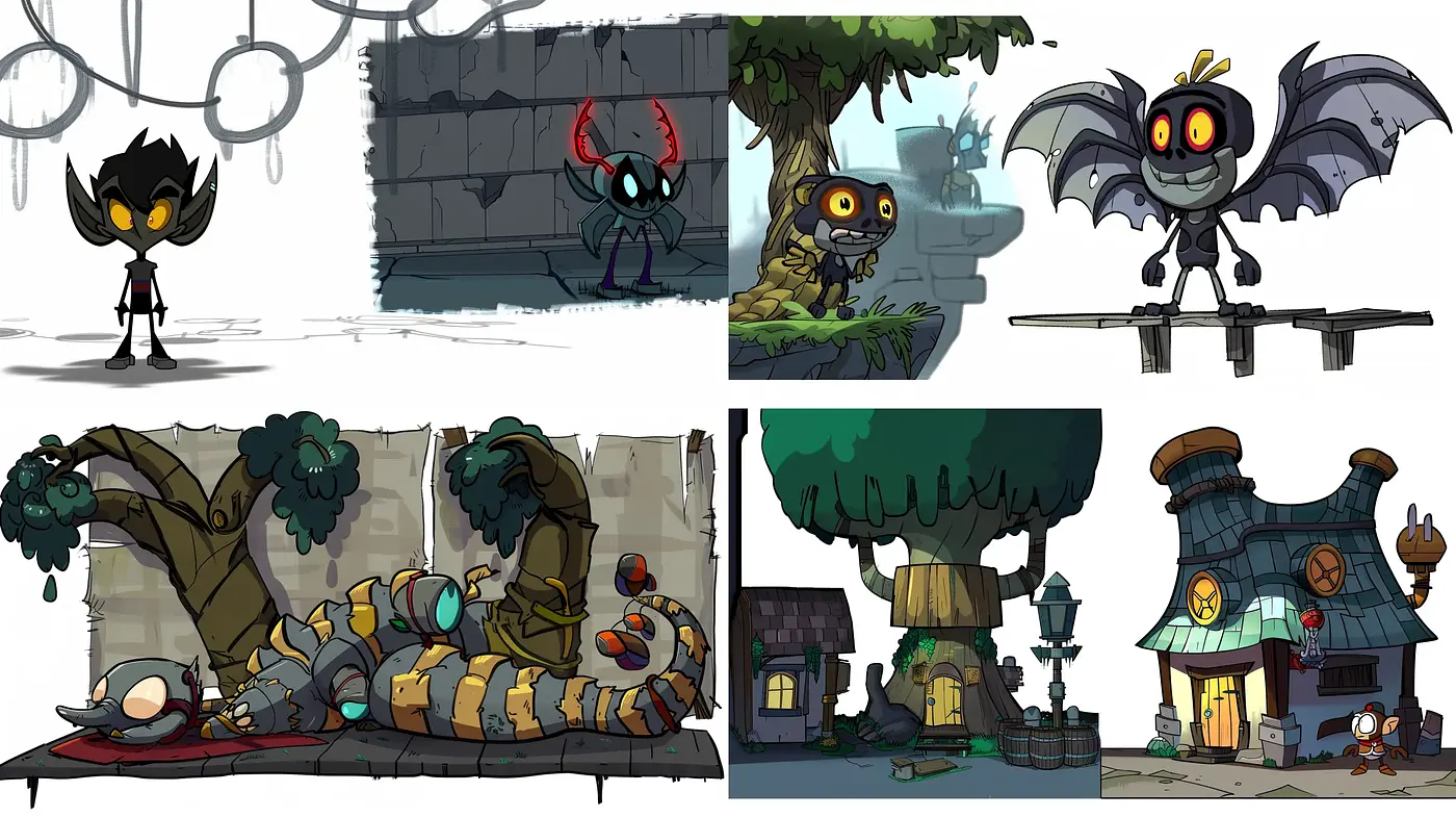 Whimsical Cartoon Escapades in a Stylized Fantasy World - Midjourney sref style