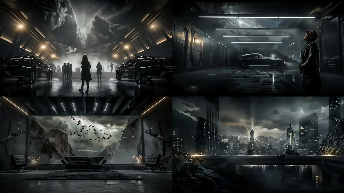 Futuristic Noir Dreamscape: An Ode to Sci-Fi Cinematography - Midjourney sref style