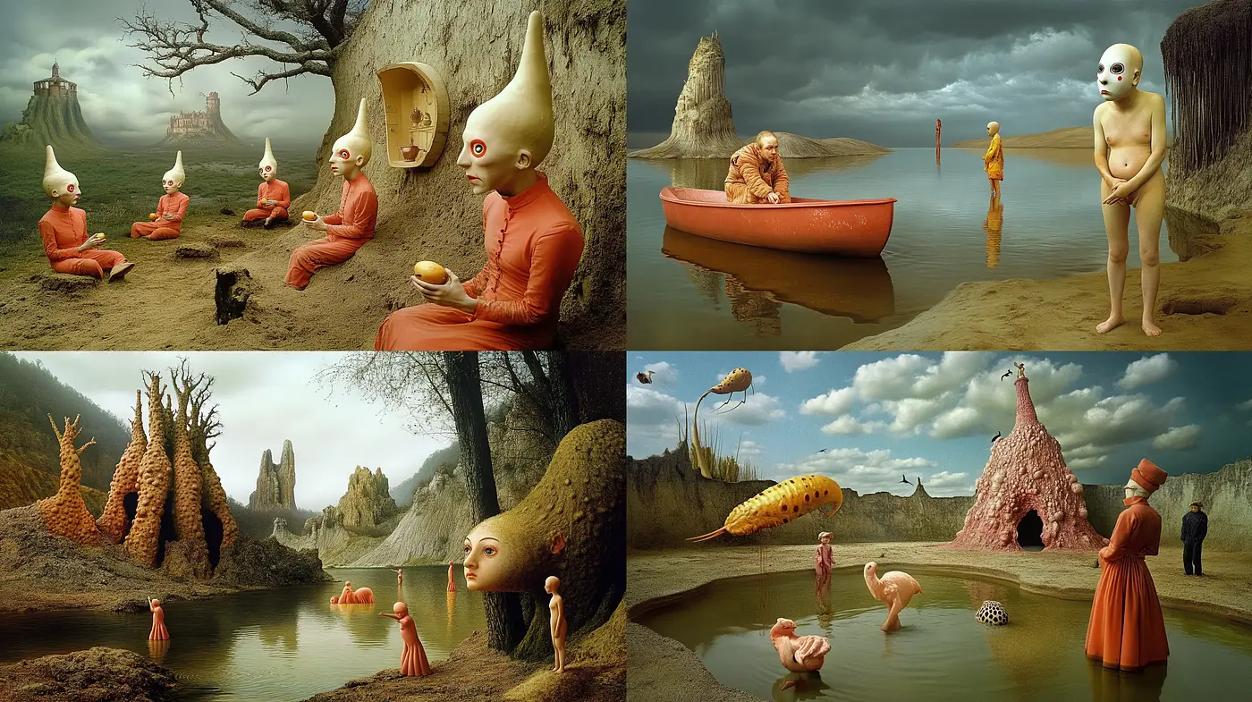 Surrealist Dreamscapes with Ethereal Overtones - Midjourney sref style