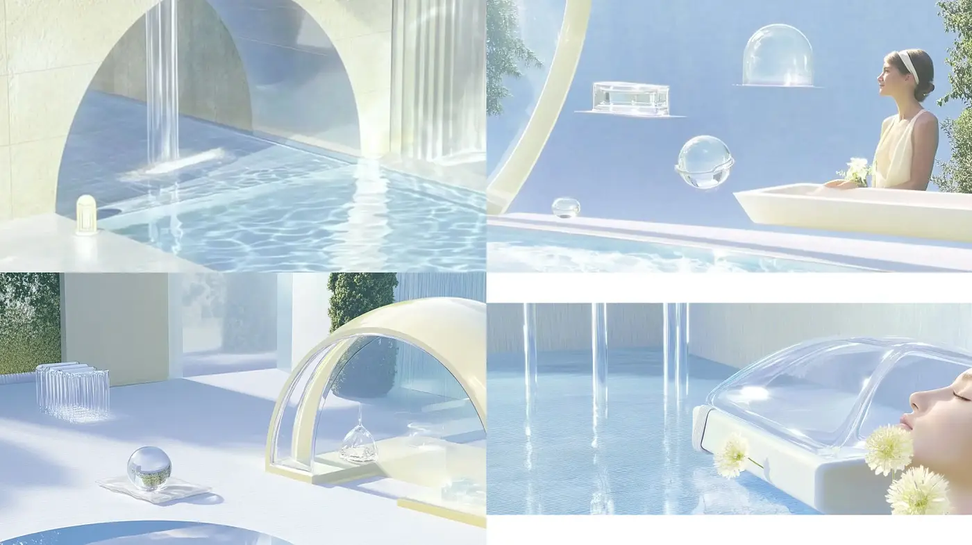 Serenity in Blue: A Harmonious Fusion of Ethereal Light and Water - Midjourney sref style
