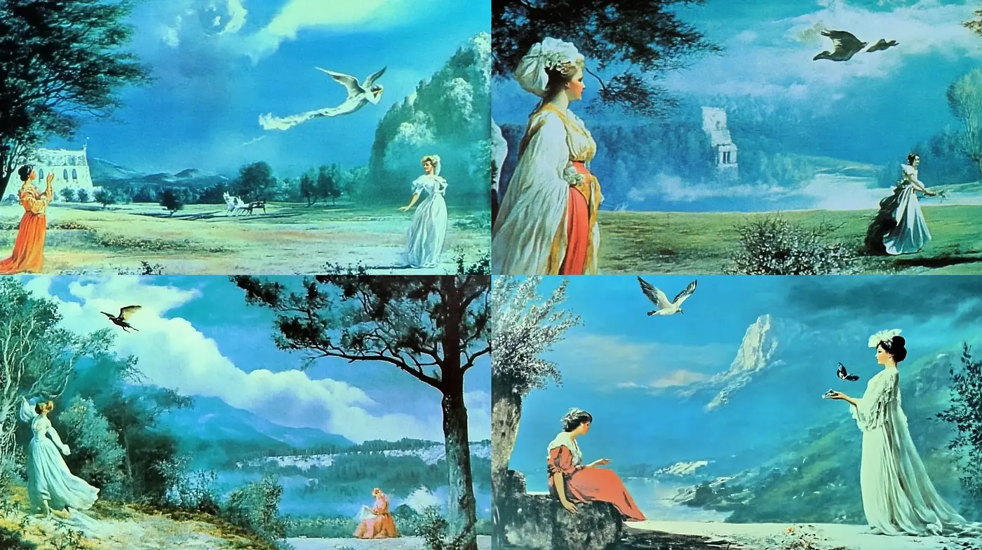 Ethereal Serenity in Pastoral Landscapes: A Homage to the Romantic Era - Midjourney sref style
