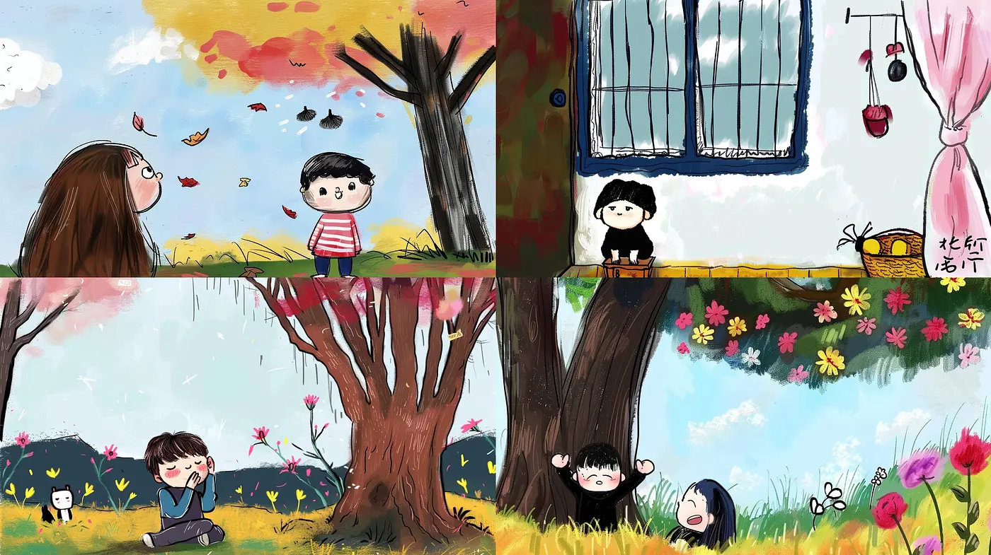 Dreamy Storybook Illustration Style with Soft Textures and Whimsical Color Harmony - Midjourney sref style