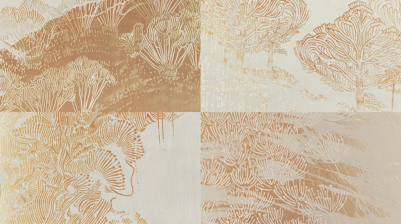 Elegant and Ethereal Organic Patterns with a Soft Color Palette - Midjourney sref style
