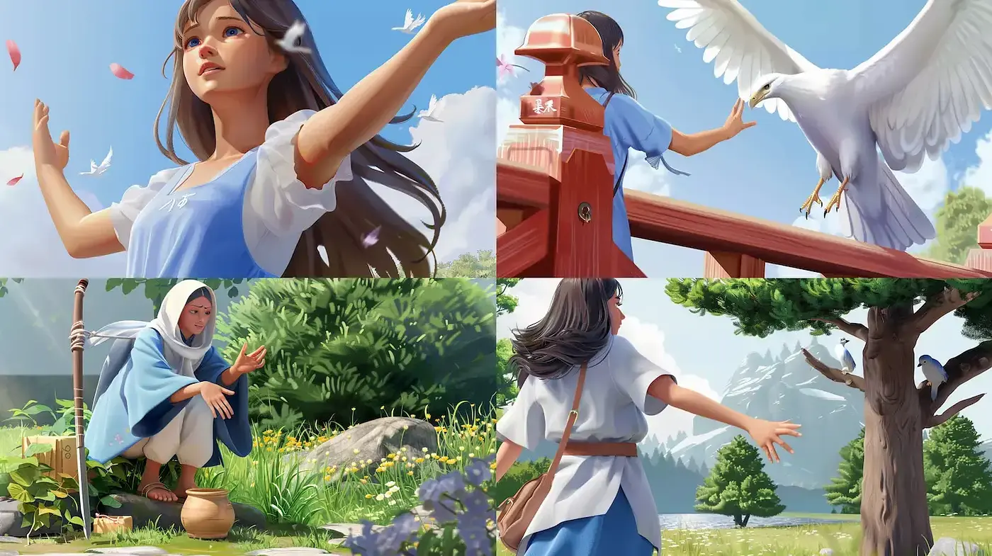 Serene and Nature-Infused Visuals with a Touch of Whimsical Realism - Midjourney sref style