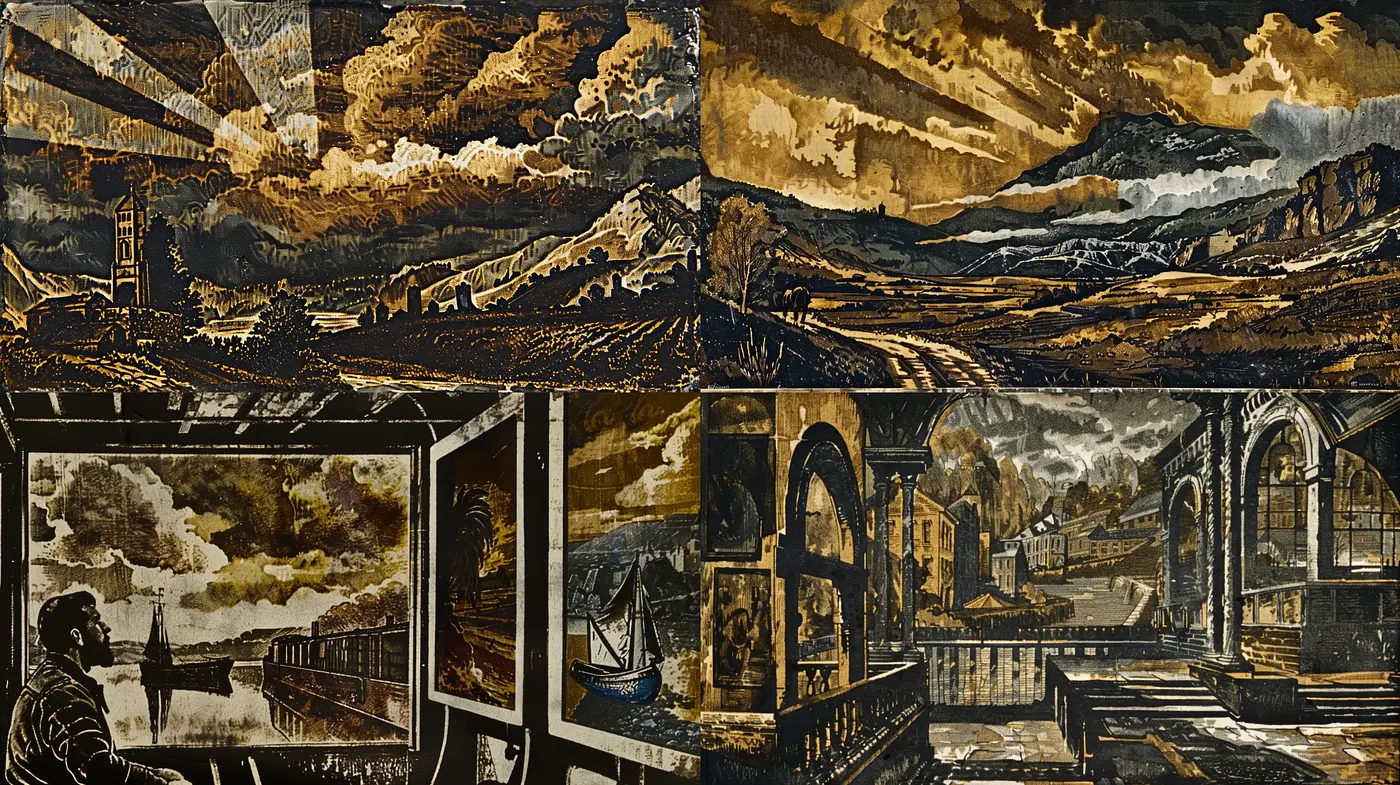 Echoes of a Rustic Dystopia: A Sepia-Toned Homage to Industrial Decay - Midjourney sref style