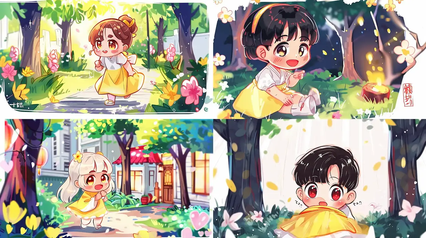 Playful and Whimsical Cartoon Aesthetic with Nature Elements - Midjourney sref style