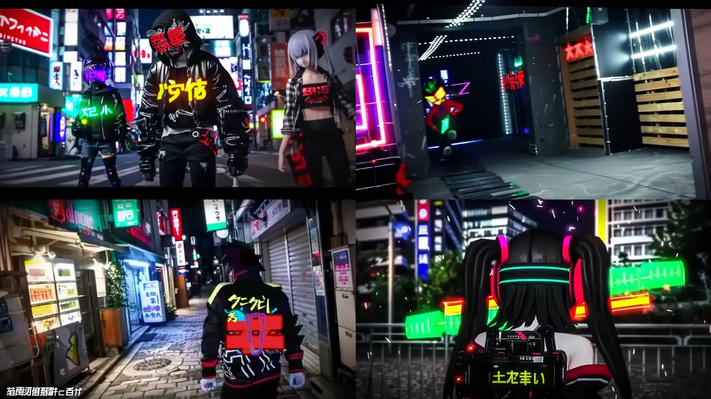 Cyberpunk Streets After Dark: Vivid Neon and Character Fusion - Midjourney sref style