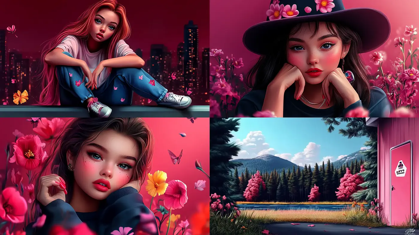 Saturated Elegance in Digital Dreamscape Portraits - Midjourney sref style