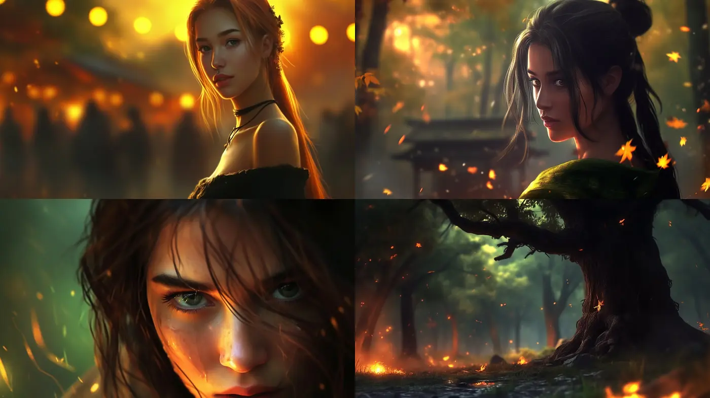 Warm Amber Fantasy: A Nostalgic Fusion of Magical Realism and Vibrant Impressionism - Midjourney sref style