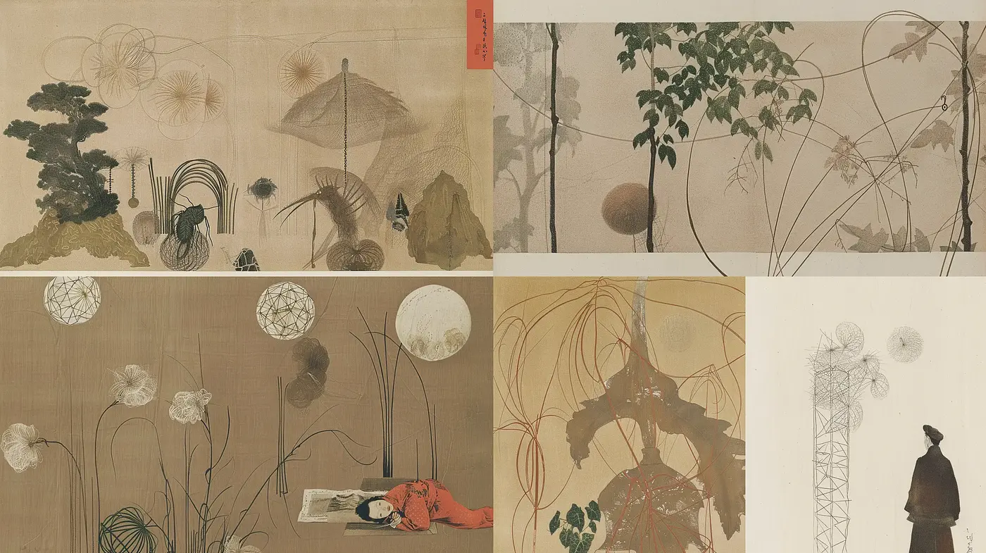 Ephemeral Elegance in Monochromatic Botanicals - Midjourney sref style