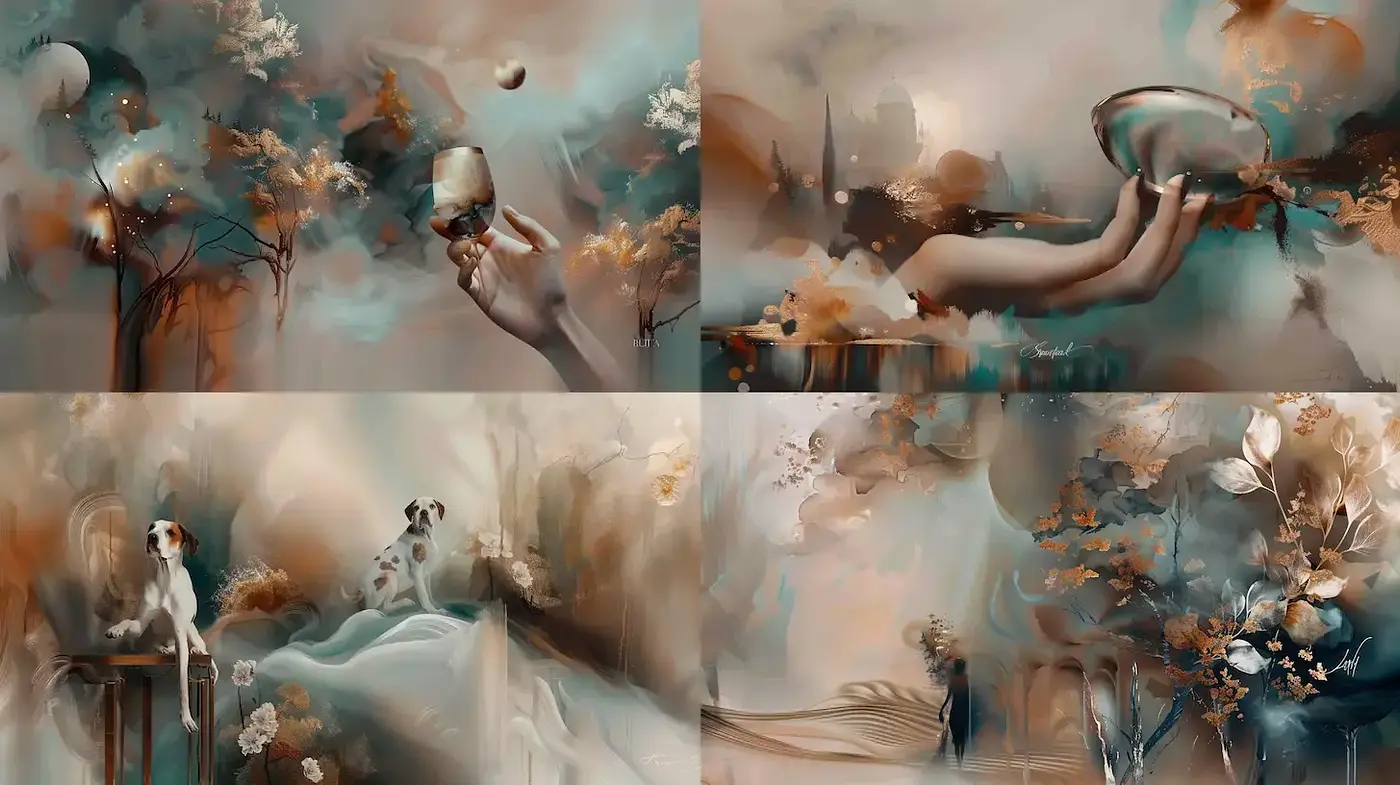 Surrealist Dreamscapes with Organic Flow and Harmonious Color Schemes - Midjourney sref style
