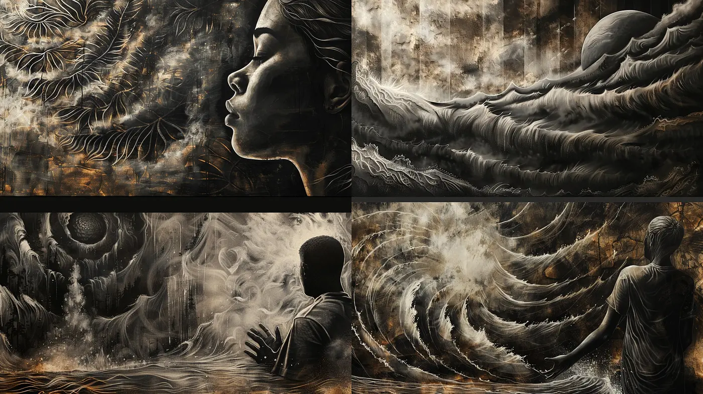 Ethereal Echoes of Monochromatic Dreams: A Surrealist Expedition in Sepia Tones - Midjourney sref style