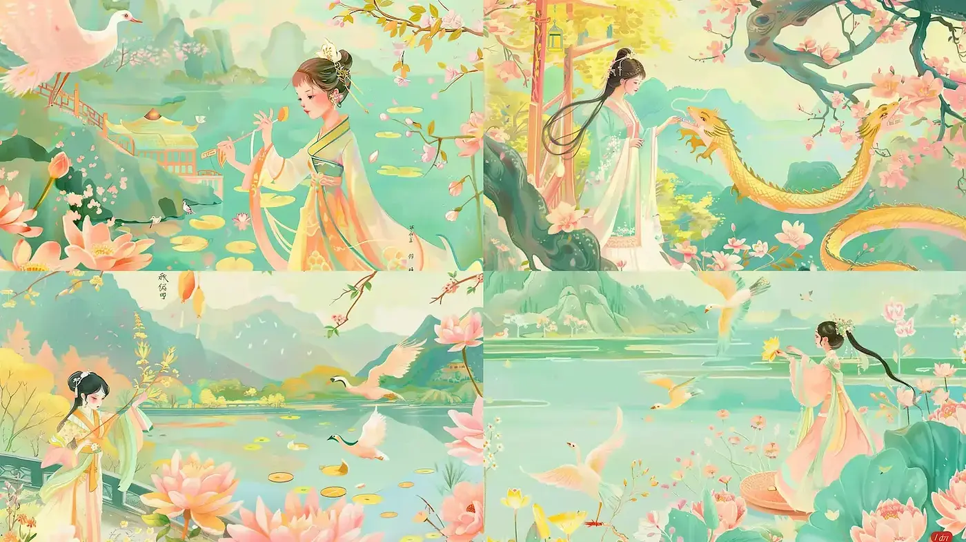Harmonious and Ethereal Illustrations with a Serene Fantasy Vibe - Midjourney sref style