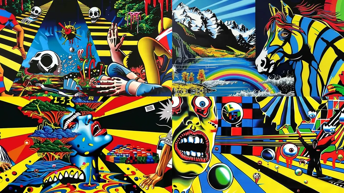 Psychedelic Explosion of Surreal Pop Art - Midjourney sref style