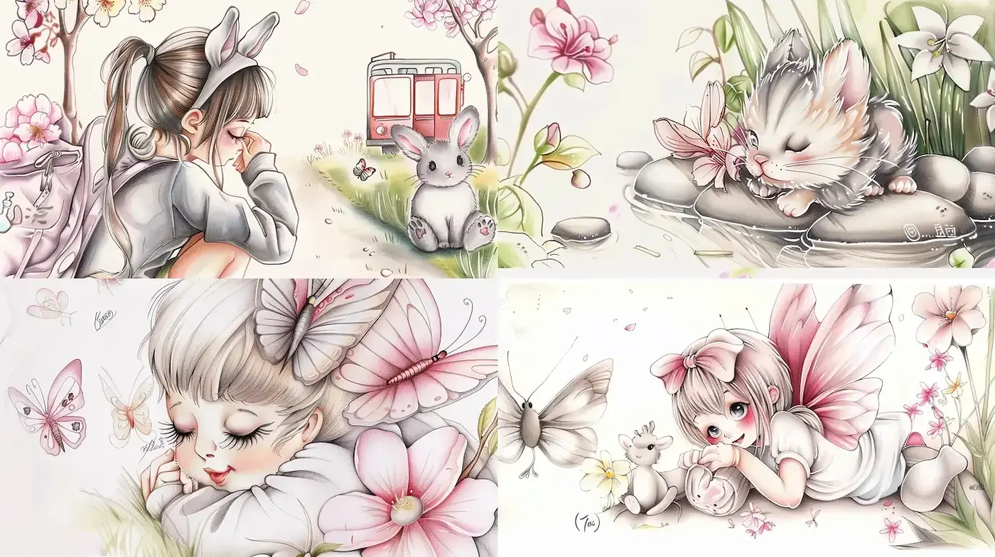 Charming and Whimsical Illustrations with a Soft Touch - Midjourney sref style