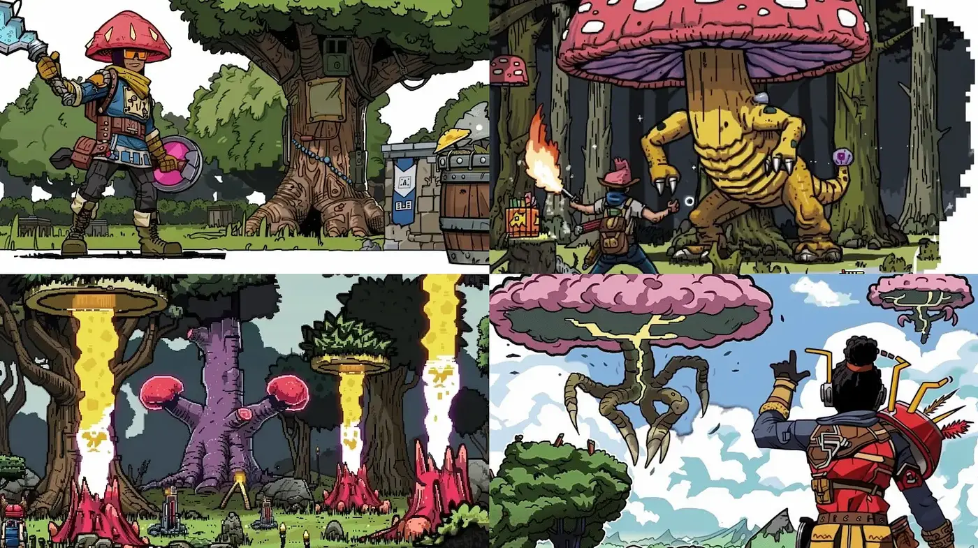 Whimsical Fantasy Illustration with Retro Cartoon Influences - Midjourney sref style