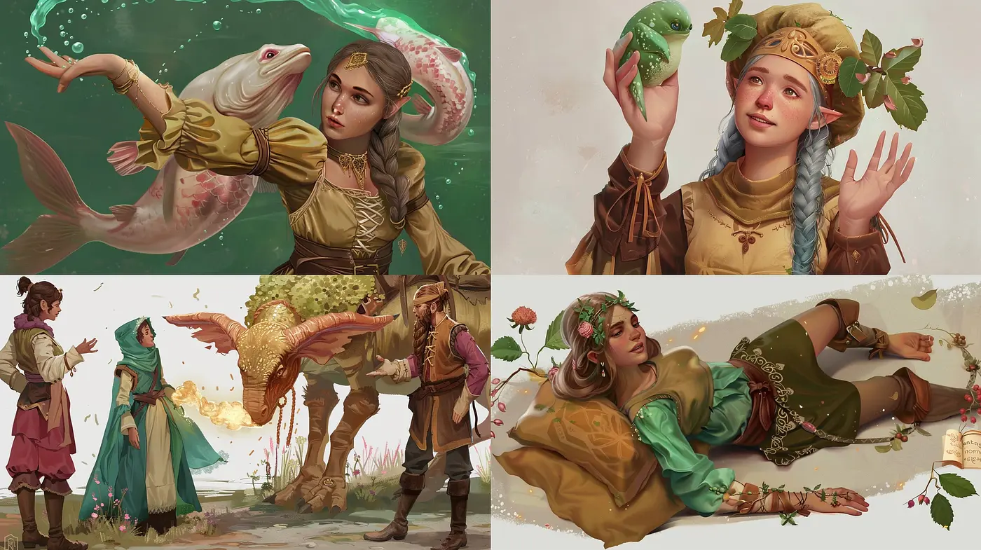 Enchanted Reverie: A Harmonious Blend of Fantasy and Renaissance Elegance in Art - Midjourney sref style
