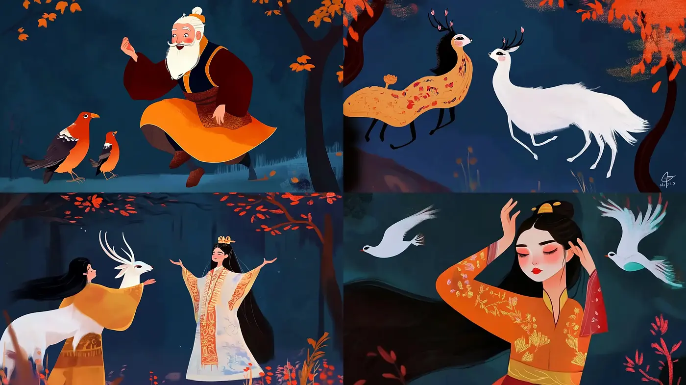 Whimsical Autumnal Folklore Illustration Series - Midjourney sref style