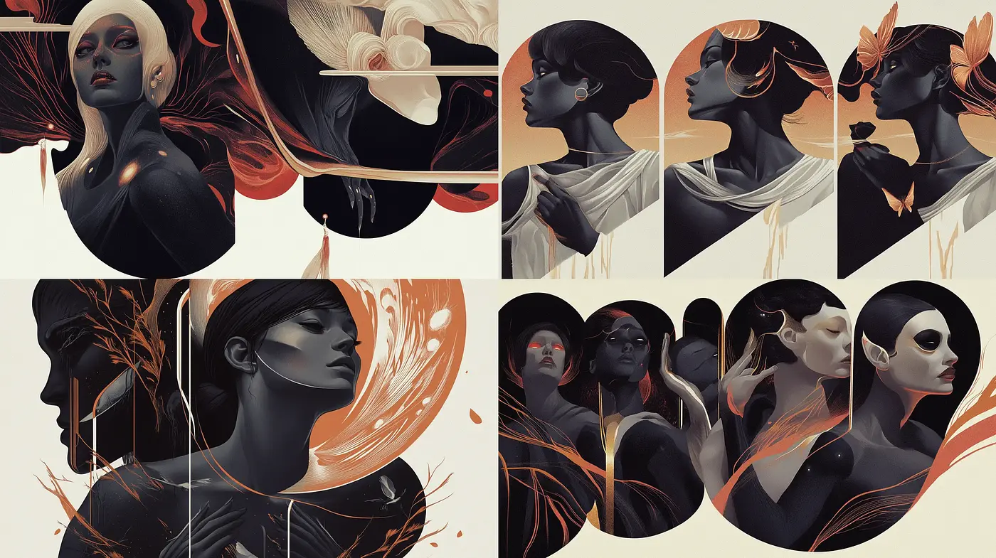 Ethereal Elegance in Sepia Tones: A Dance of Texture and Grace - Midjourney sref style
