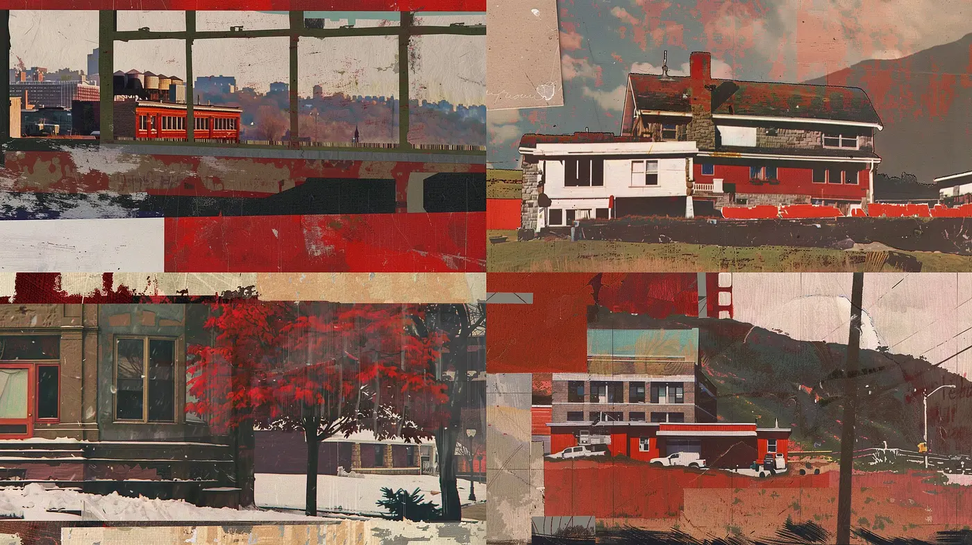Rustic Textural Montage with a Retro Futuristic Twist - Midjourney sref style