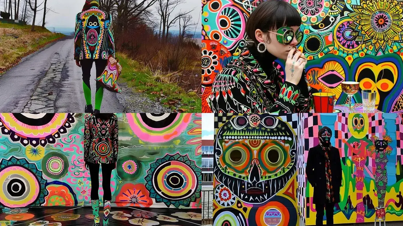 Psychedelic Fusion of Tribal and Modern Elements - Midjourney sref style