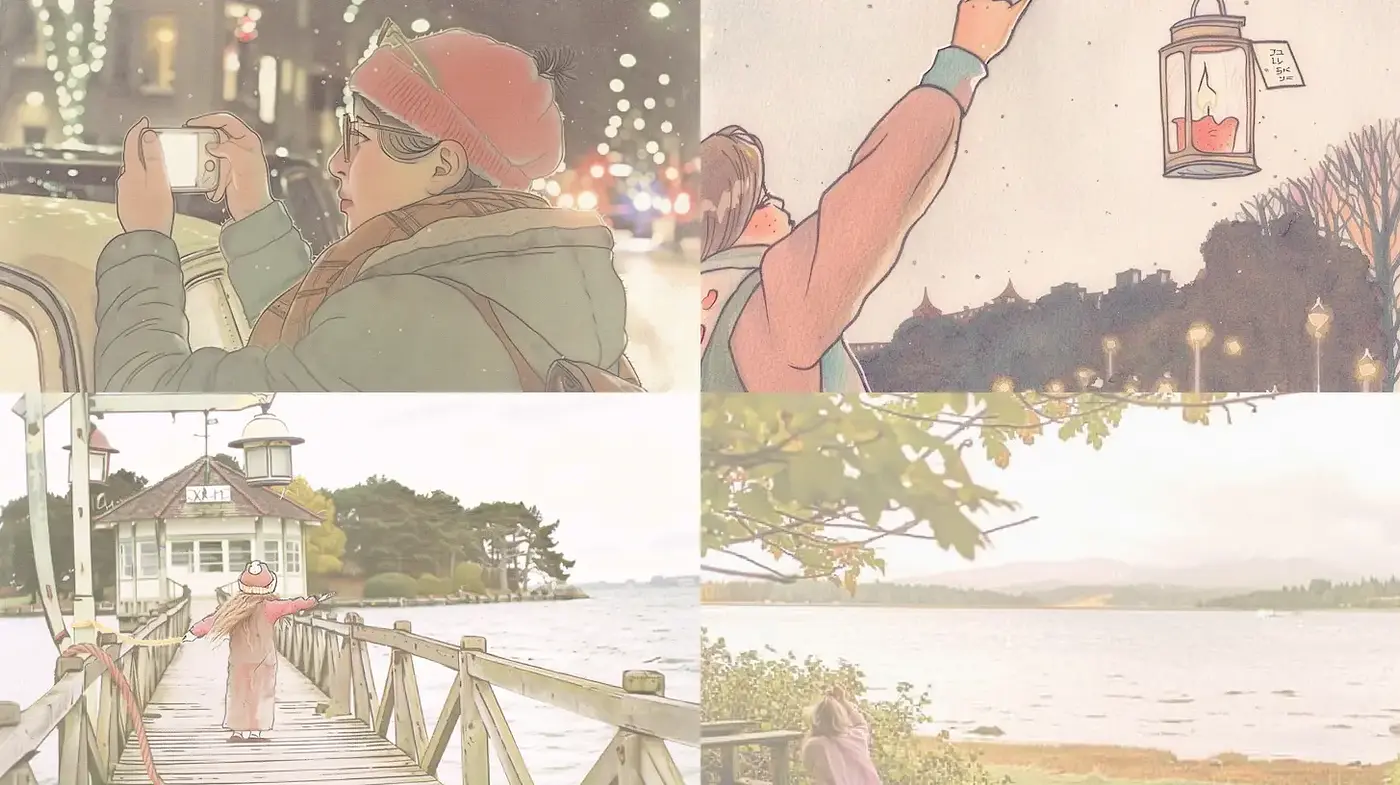 Whimsical and Dreamy Illustrative Style with Nostalgic Undertones - Midjourney sref style