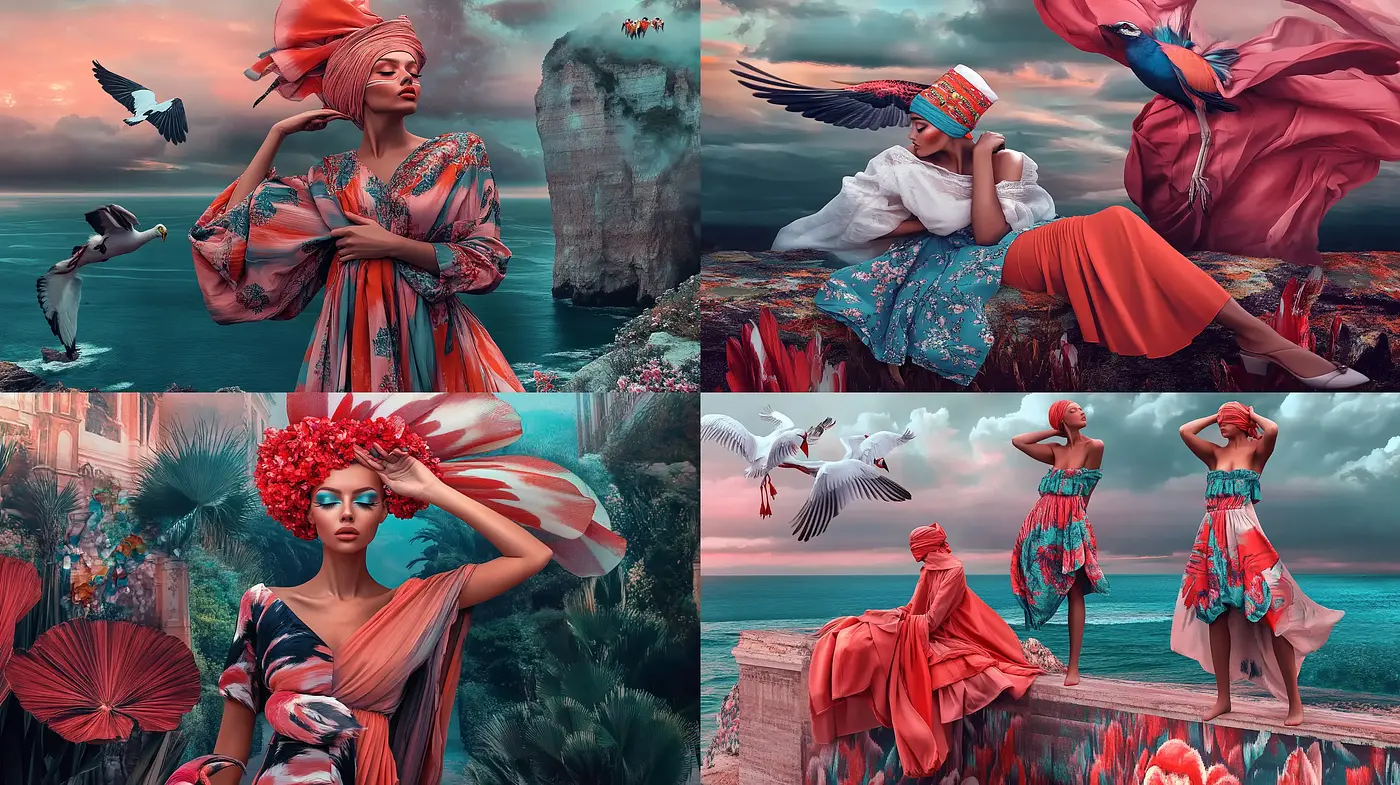 Ethereal Coastal Dreamscape: A Fusion of Surreal Elegance and Cinematic Tones - Midjourney sref style