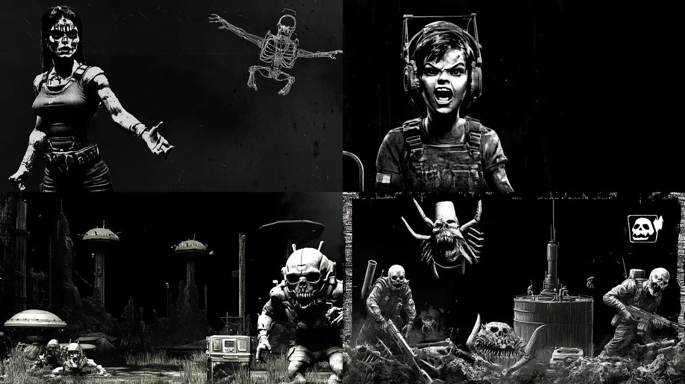 Monochromatic Echoes of a Dystopian World - Midjourney sref style