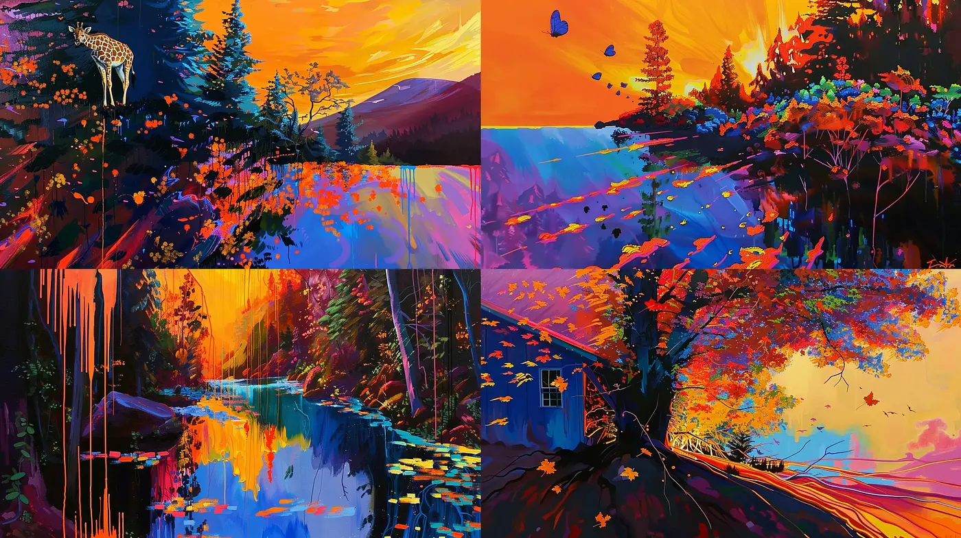 Expressive Chromatic Landscape Interpretations - Midjourney sref style