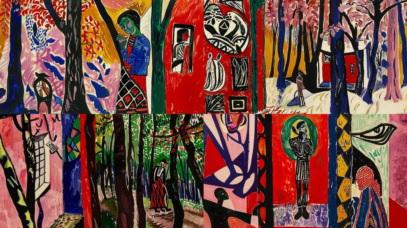 Vividly Expressive Art with Bold Colors and Strong Textures - Midjourney sref style