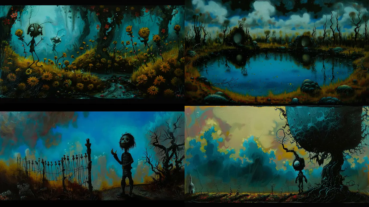 Ethereal Nocturne Dreamscape: A Synthesis of Surrealism and Digital Art - Midjourney sref style